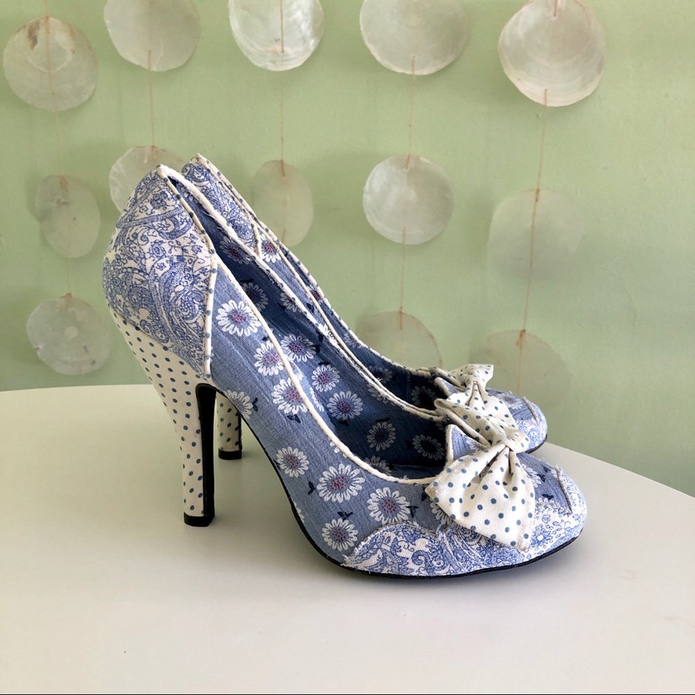 Anthropologie Dolce Mojo Moxy Floral Denim Pumps - Picture 2 of 8